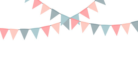 Party flag garland isolated on white background. Illustration