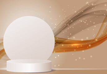 3d Background podium cylinder to show cosmetic product template. Illustration