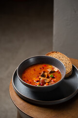 meat soup with tomatoes and vegetables