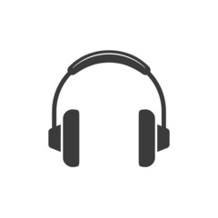 Fototapeta na wymiar Headphones icon. Vector symbol silhouette isolated on white background