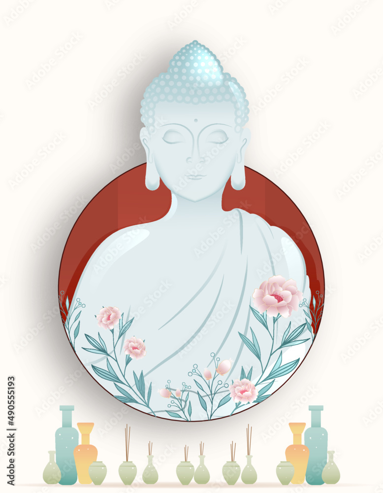 Wall mural happy vesak day creative concept for card or banner