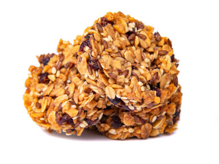 Cereal snack cookies no sugar with honey oatmeal grain isolated on the white