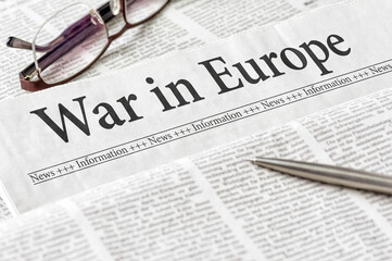 A newspaper with the headline War in Europe