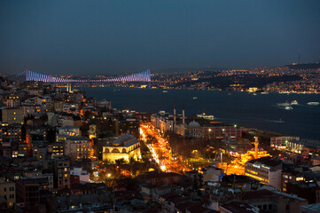 View of sunset in Istanbul from the Galata Tower