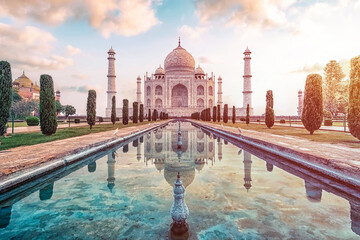 Naklejka premium Taj Mahal mausoleum in Agra, Uttar Pradesh, India