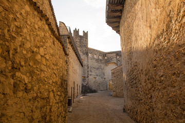 Looking towards the First Courtyard in medieval 12th century Beseno Castle in Lagarina Valley in...