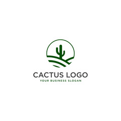 CACTUS AND HILL LOGO DESIGN VECTOR