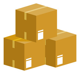 Cardboard boxes stack. Pile of paper packages. Storage symbol