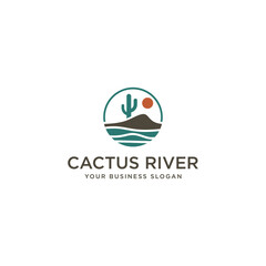 CACTUS RIVER LOGO DESIGN VECTOR
