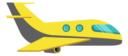 Yellow plane icon. Shiny cartoon airplane. Flying transport