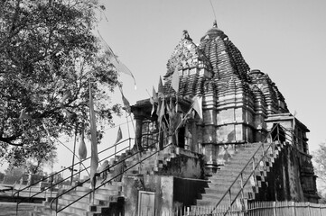Black and white Matangeshvara Temple, dedicated to Lord Shiva, Western Temples of Khajuraho, Khajuraho, Madhya Pradesh, India