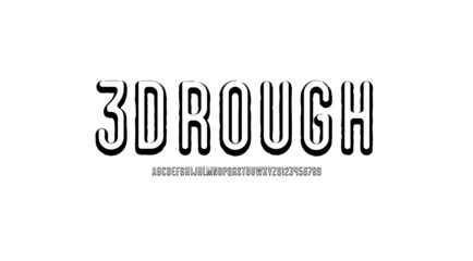 3D rough font, grunge stone texture alphabet, vector illustration 10EPS