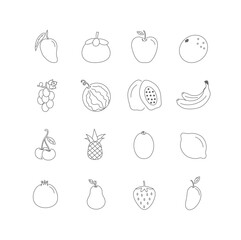 Simple Fruit Icons Set. vector illustration