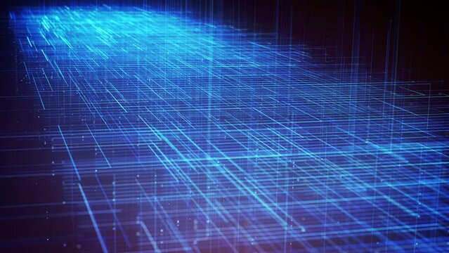 Digital Data Business Hitech Network Background Loop/ 4k animation of an abstract digital data business technology background including connected lines and numbers with depth of field shifting and sea