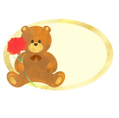 母の日　カーネーションとテディベア