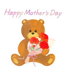 母の日　カーネーションとテディベア