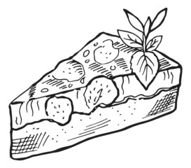 Pie slice sketch. Fruit tasty pastry dessert