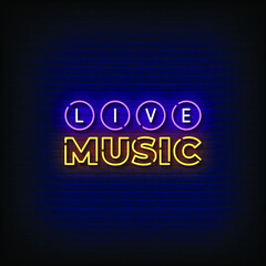 Live Music Neon Signs Style Text Vector