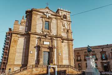 Fototapeta na wymiar View of the Maria Santissima delle Vittorie Cathedral in Piazza Armerina, Enna, Sicily, Italy, Europe