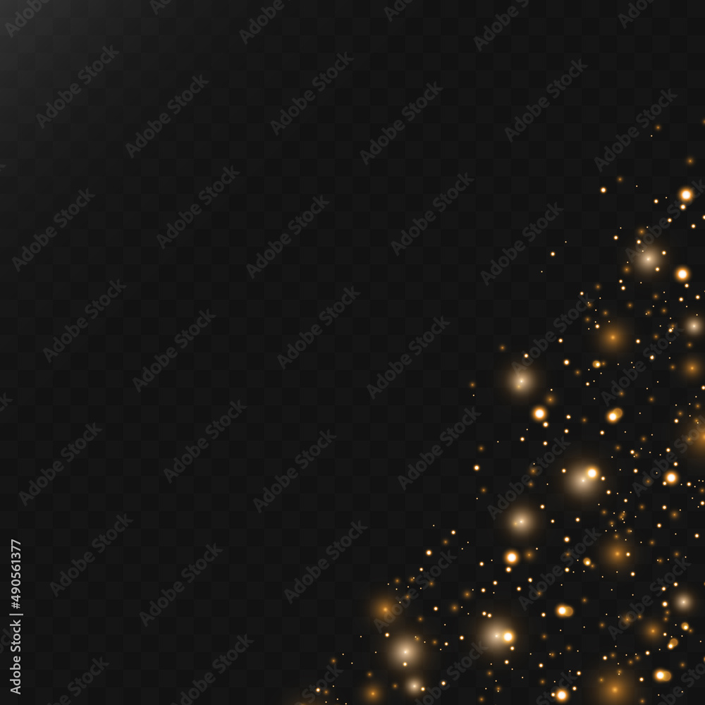 Aufkleber sparks of dust and golden stars shine with a special light. vector sparkles on a transparent backgro