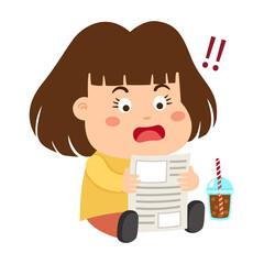 Illustration of kid holding and reading a newspaper