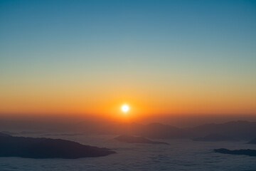 sea of mist morning View from Phu Chi Dao, Tambon Po, Amphoe Wiang Kaen, Chiang Rai, Thailand