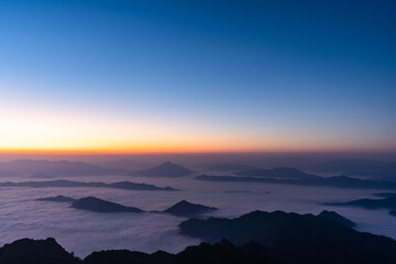 sea of mist morning View from Phu Chi Dao, Tambon Po, Amphoe Wiang Kaen, Chiang Rai, Thailand