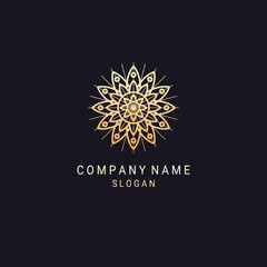 Abstract mandala flower logo icon vector design. Elegant premium ornament vector logotype symbol