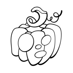 Pumpkin head painting Halloween, vector illustration.