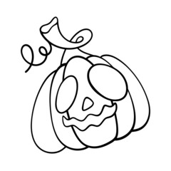 Pumpkin head painting Halloween, vector illustration.
