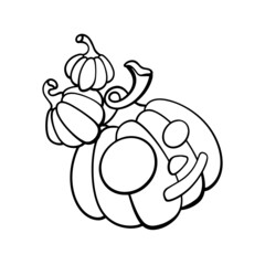 Pumpkin head painting Halloween, vector illustration.