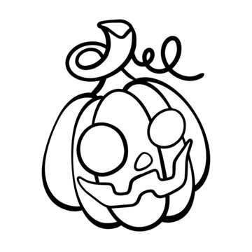 Pumpkin head painting Halloween, vector illustration.