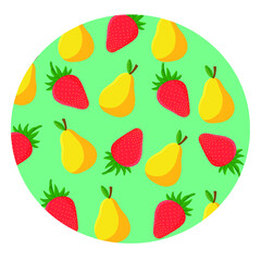 Hand-drawn pears with strawberries sticker is suitable for T-shirts, mugs, backpacks, children's clothing, educational and social networks. vector