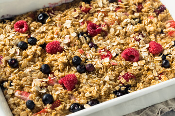 Obraz premium Homemade Sweet Baked Oatmeal Casserole