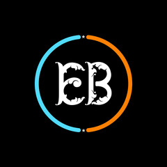 EB E B Letter Logo. black background, EB circle logo design. EB, B E abstract letters logo monogram.