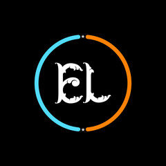 El E l Letter Logo. black background, El circle logo design. El, l E abstract letters logo monogram.