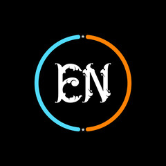 En E n Letter Logo. black background, En circle logo design. En, n E abstract letters logo monogram.