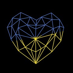 Heart with Ukrainian flag, blue and yellow colors 