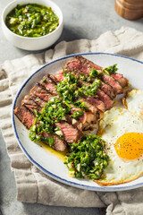 Homemade American Steak and Eggs Breakfast