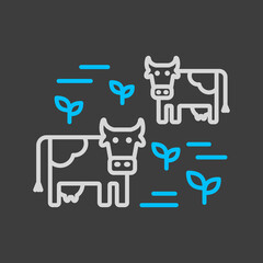 Cow on a pasture vector icon