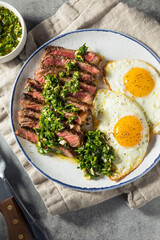 Homemade American Steak and Eggs Breakfast