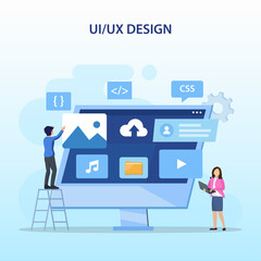 UI UX design concept, Creating an application design, content and  text place, Vector illustration