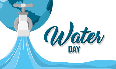 Water day template Earth globe water tap Vector illustration