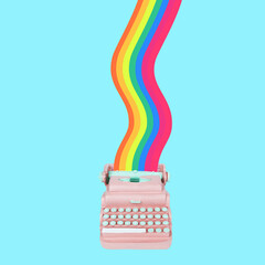 Typewriter keys keytops old style making lovely words of rainbow colors. Creative literature poetry...