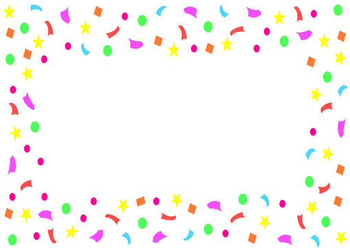 Celebration colorful confetti rectangle frame border isolated