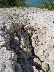 Crack in the ground near the lake