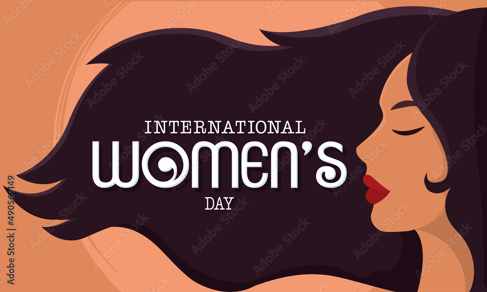 Wall mural horizontal women day template avatar of girl with waving hair vector illustration - Wall murals