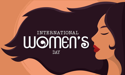 Horizontal women day template avatar of girl with waving hair Vector illustration