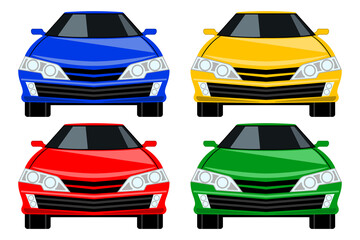 modern car front view flat cartoon isolated