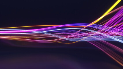 Speed motion on night,Abstract image of future technology concept,colorful light streaks,3d rendering